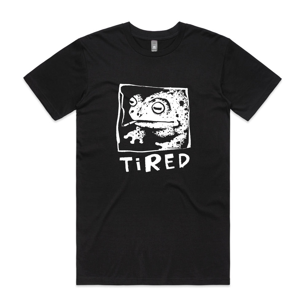 Unisex Graphic T-Shirt “Tired” Frog Toad Black Tee NWT Size Medium